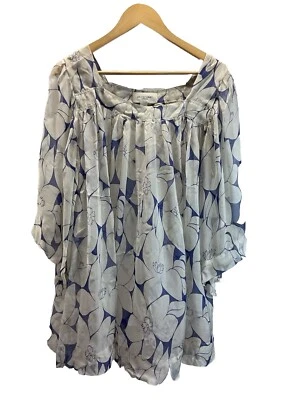 Diseñador Jill Stuart Seda Kimono Manga Transparente Floral Top Talla Grande S/P Foto 1 de 4