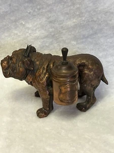 ANTIQUE BULL DOG STRIKER CIGAR LIGHTER SMOKING ART STATUE CLEVELAND POST OFFICE - Picture 1 of 14