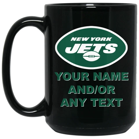 Custom Personalized New York Jets Black 15 oz Ceramic Coffee Mug Cup Cover