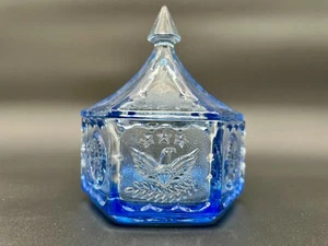 Vintage Tiara Indiana Glas Adler Stern blau Bonboniere 60er Jahre Sammelschale - Bild 1 von 5