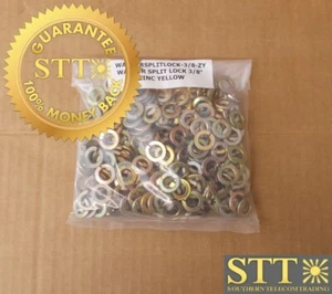 WASHER SPLIT LOCK 3/8" ZINC YELLOW ( LOT OF 212 ) NEW - Picture 1 of 3
