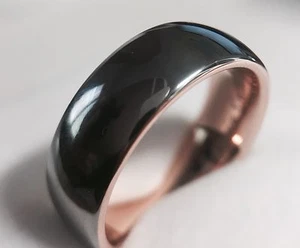 Domed Women Tungsten Ring, Rose Gold Plating, Tungsten Band, Women Wedding Bands - Picture 1 of 12