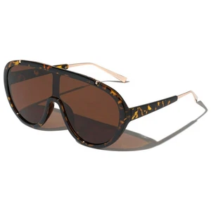 Shield Sunglasses Tortoise Brown Gold Accents Oversized Fashion UV Potect Lentes - Picture 1 of 4