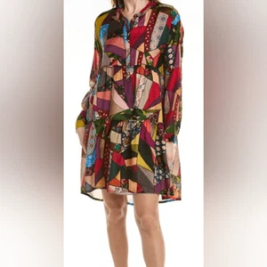 Vestido Camisa Johnny Was Vintage Jazmín Nuevo con Etiquetas 100% Seda - Imagen 1 de 19