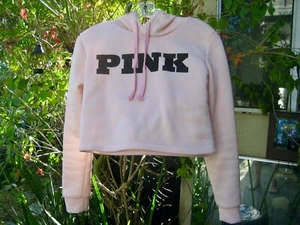 Cropped Pink Sweatshirt w/Hoodie - Picture 1 of 1