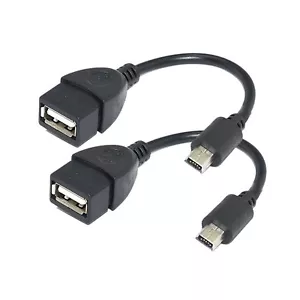 2 X USB A Female To Mini USB B 5 Pin Male Adapter Cable OTG On The Go Mint - Picture 1 of 6