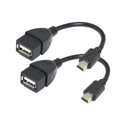 2 X USB A Female To Mini USB B 5 Pin Male Adapter Cable OTG On The Go Mint - Image 1 of 4
