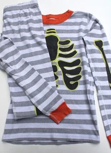 Hanna Andersson Organic Cotton Long Johns Stripes Spooky Skeleton Glow 160/14+ - Picture 1 of 2