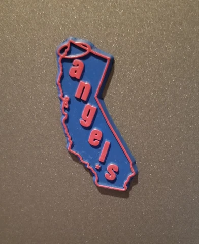 Vintage 1970s CALIFORNIA ANGELS Baseball MLB Die Cut State Fridge Rubber Magnet Cover