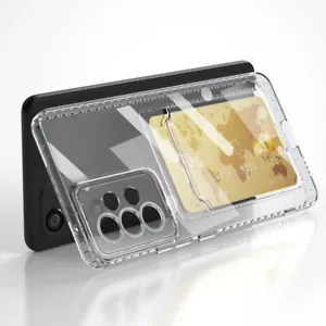For Samsung Galaxy S23FE S22 S21 Ultra A53 Card Pocket Clear Silicone Case Cover - Picture 1 of 12