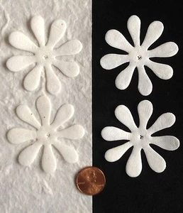 10 Flowers White petals Flower Daisy Handmade mulberry paper Wedding Baptism - Picture 1 of 4