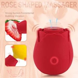 Rose Sucking Vibrator 10-Speed G-spot Massager Dildo Clit Sucker Sex Toy Women - Picture 1 of 14