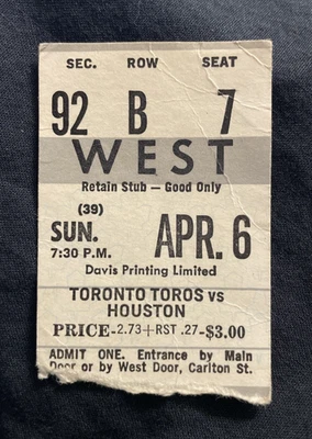 1975 Toronto Toros Ticket Stub Gordie Mark Marty Howe All With Points Vtg WHA - Image 1 of 3