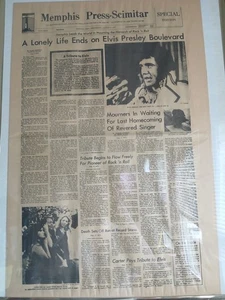 Elvis Presley Death August 17, 1977 Memphis Press Scimitar Special Newspaper - Picture 1 of 3