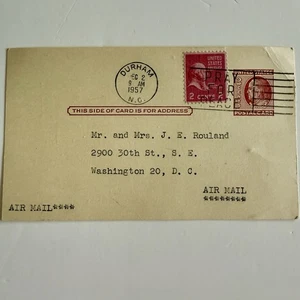 1957 2c Postal Card + 2c John Adams Stamp/Canceled/Gambier OH-DC/Social/#2019 - Picture 1 of 2
