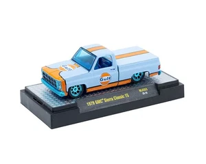 chase M2 1:64 1979 GMC Sierra Classic 15 Custom "GULF" Blue & Orange 31500-MJS83 - Picture 1 of 3