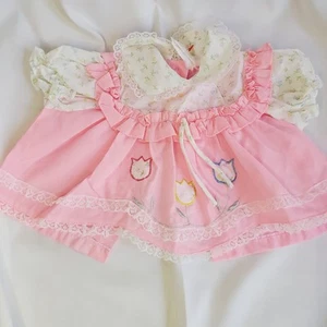 Vestido de bebé vintage rosa floral victoriano infantil encaje volantes 2 piezas ropa para muñeca - Imagen 1 de 8