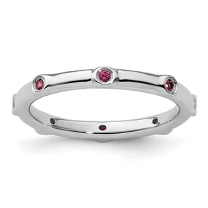 Sterling Silver Stackable Expressions Rhodolite Garnet Ring Size 9 for Women - Picture 1 of 5