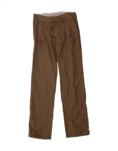 TOMMY HILFIGER Womens Straight Casual Trousers W26 L34 Brown Linen CG15 - Picture 1 of 3