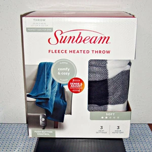 【NUOVO】SUNBEAM PILE ELETTRICO RISCALDATO LANCIO (50" X 60"), PLAID nero/bianco - Foto 1 di 5