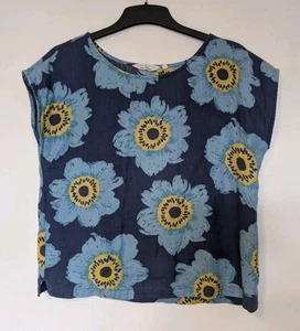 Seasalt Galarie Top - Size 10. Blue & Yellow Flowers Blouse Cotton & Viscose - Picture 1 of 6