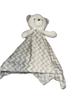 Одеяло защитное Lovey Kids Preferred Bear серое белое шеврон плюшевое комфортное для ребенка - Изображение 1 из 4