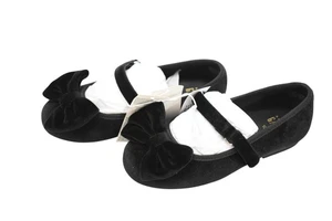 Zapatos de Ballet Baby Gap Niñas Talla 10 Negros Mary Jane Terciopelo Correa Lazo Vestido Plano - Imagen 1 de 8