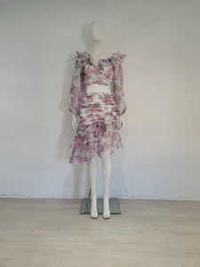 BNWT For Love & Lemons (S) Floral Co-Ord UK 8 10 EU 36 38 Ruffle Skirt Wrap Top - Picture 1 of 19