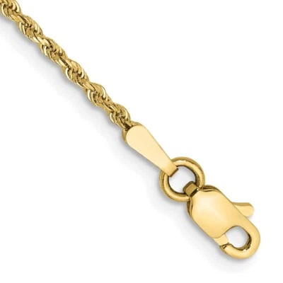 9" 10k Yellow Gold 1.5mm Shiny-Cut Rope Chain Anklet - Image 1 of 2