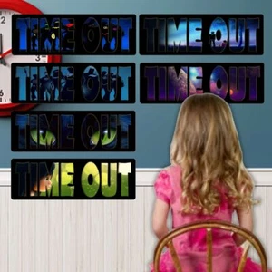 Insegna Time Out su Nero Spazio Supereroe 4x12 Alluminio Appeso a Parete Bambini - Foto 1 di 16