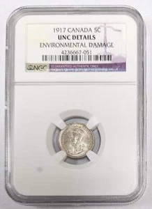 1917 Canada 5c Unc Details NGC - Picture 1 of 5