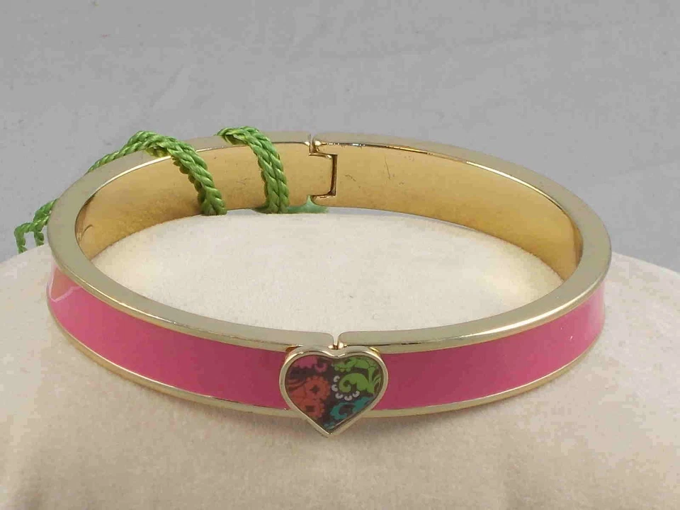 Vera Bradley Goldtone Pink LOLA Paisley Heart Bangle Bracelet 12910-145 - Image 1 of 1
