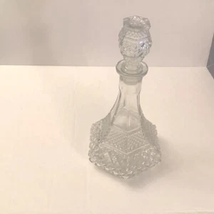 Vintage Kristall Schiffskaraffe, Diamantschliffmuster, flacher Boden - Bild 1 von 3