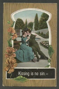 Vintage Postcard - "Kissing is no Sin..." Posted 1910. Printed in Germany. - Bild 1 von 2