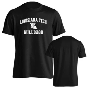 Louisiana Tech University Bulldogs Distressed Retro Logo Short Sleeve T-Shirt - Picture 1 of 18
