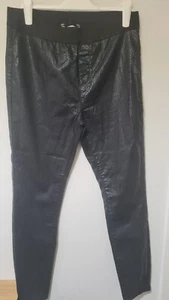 Ladies Womens Pebble Bay Black Snakeskin Skinny Leg Trousers Size 16 Elasticated - Picture 1 of 4