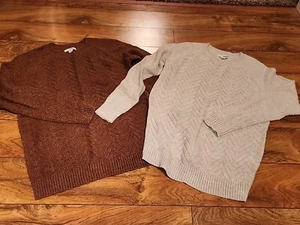 Womens Long Sleeve Knit  Lot of 2 Pullover Sweaters Sonoma Herringbone Small EUC - Picture 1 of 11