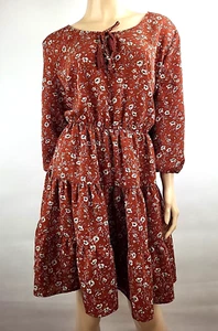 Just Found Kleid Rostfarben Blumen Rüschen 1X - Bild 1 von 6