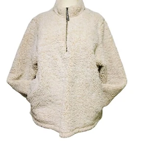 Women's SOFT Sherpa 16W 18W time and tru Oatmeal Heather Ivory Ribbon trim - Picture 1 of 10