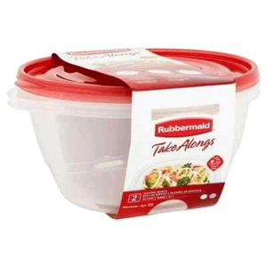 Rubbermaid TakeAlongs 15.7 Cup Round Food Storage Containers, Set of 2, Red USA - Picture 1 of 3