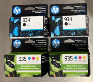4 boxes total 2-HP 934 Black C2P19AN + 2-935 TriColor N9H65FN 2024-25 Free S/H - Picture 1 of 3