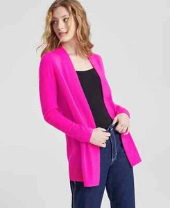 /LX017/ Charter Club Petite 100% Cashmere Duster Sweater Fuchsia Sz PM $189 - Picture 1 of 4