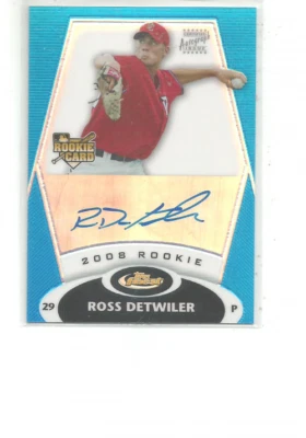 2008 FINEST REFRACTORS BLUE #164 ROSS DETWILER  AUTO  199/399 - Image 1 of 2