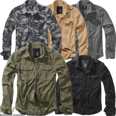 BRANDIT VINTAGE HEMD LANGARM ARMY FREIZEIT SHIRT OUTDOOR LANGARMHEMD JACKE S-7XL