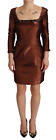 Gf Ferre Elegant Bronze Sheath Mini Dress With Square Neck