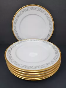Set of 6 Thun Haviland White China Gold Rimmed 10.25" Dinner Plates - Picture 1 of 6
