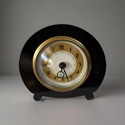 Pottery Barn Art Deco Alarm Clock Retro Mantle Desk Metal Heavy Works Flawed - Image 1 of 4
