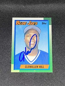 Carta Topps firmata Glenallen Hill Toronto Blue Jays 1990 #194 ~ COA - Foto 1 di 3