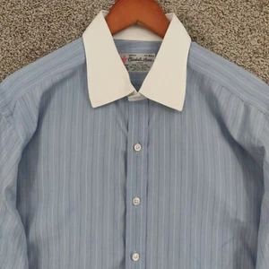 Turnbull & Asser Shirt Men's 17 Blue Stripe Long Sleeve Button Front Dress - Picture 1 of 13