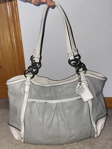 Coach 16739 Alexandra Large Tote Shoulder Handbag Purse Gray Cream - Picture 1 of 15
